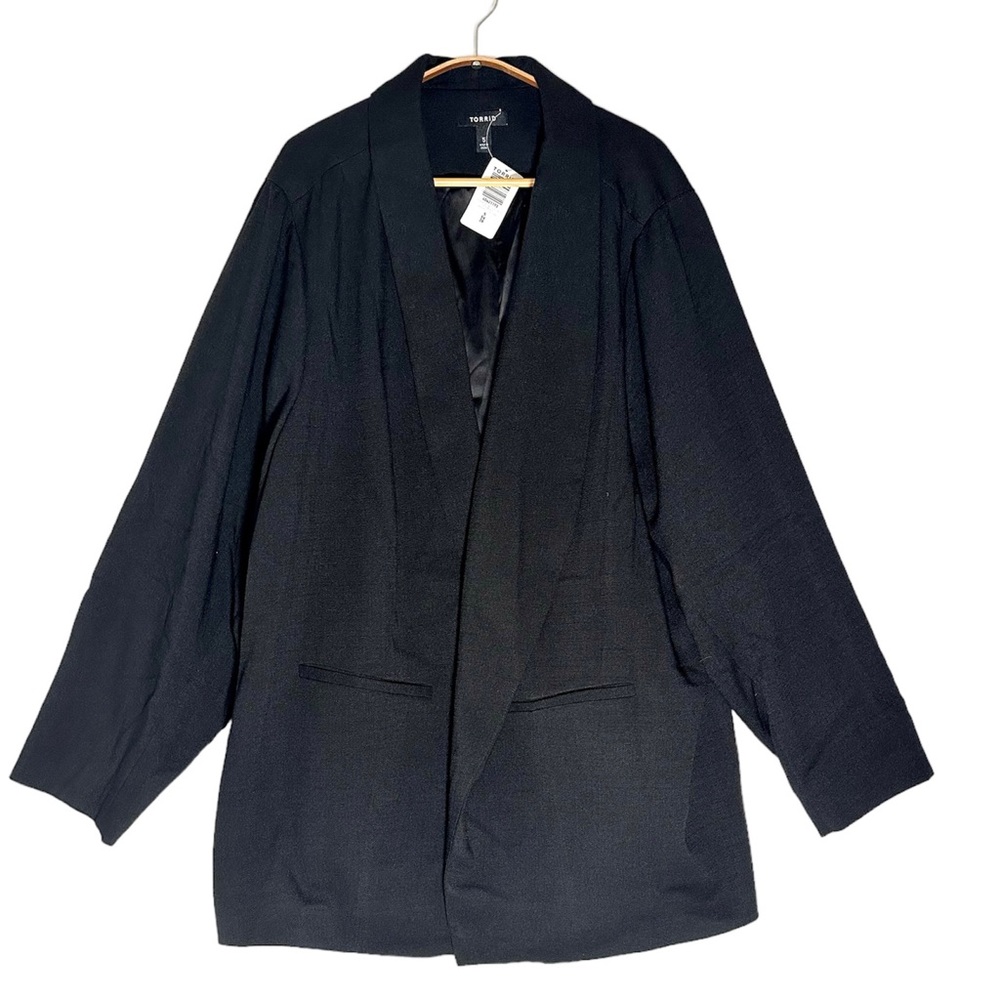 Torrid Women's Black Longline Classic Fit Open Front Blazer Plus Size 5X NWT